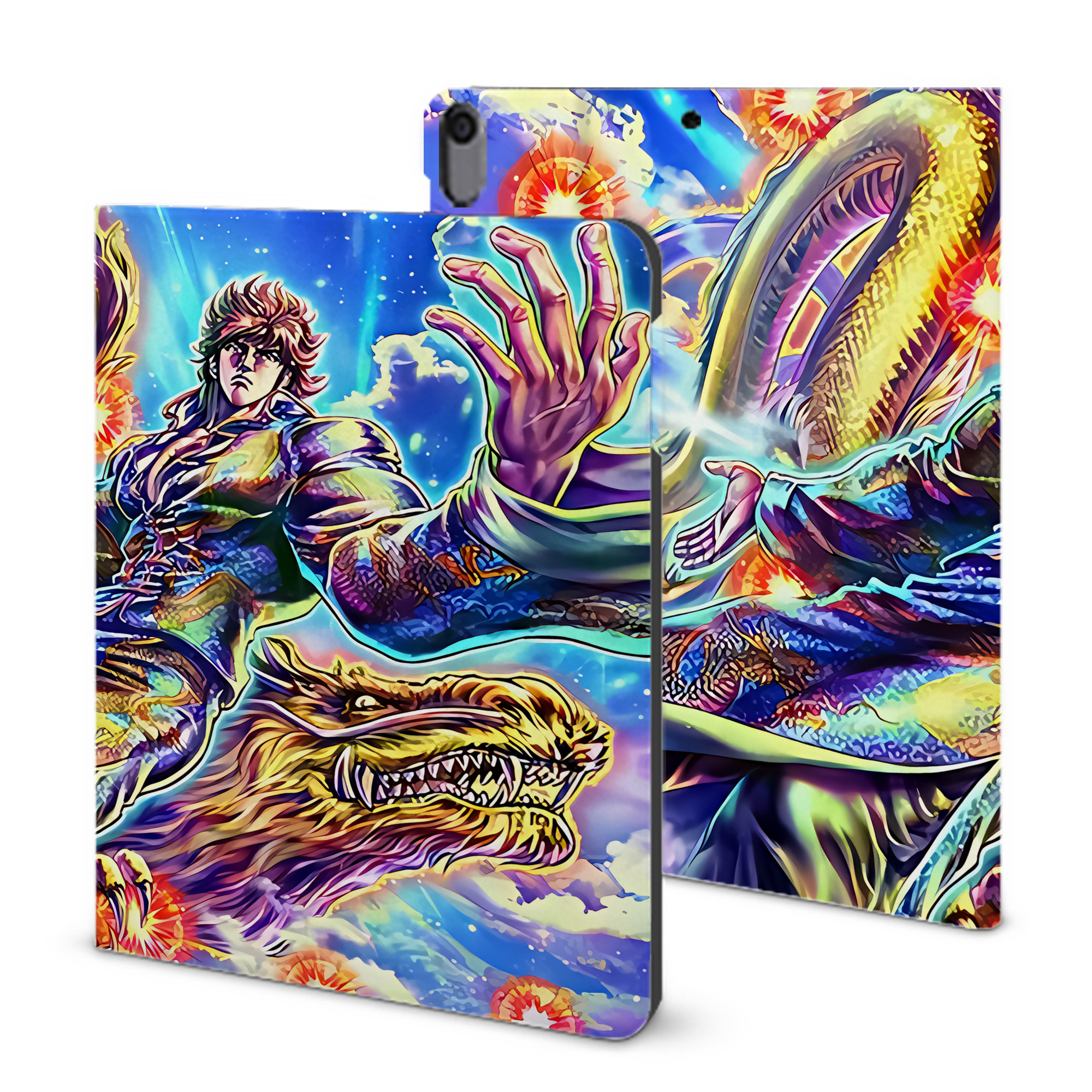 （画像用） 北斗の拳 Fist of the North Star IPad ケース ブック型 PUレザー TPU 耐衝撃 軽量 薄型 ペン収納なし 全面保護 IPad 各モデル対応
